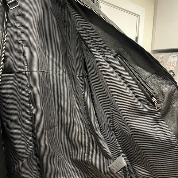 John Varvatos Dark Leather Jacket - Picture 4 of 8